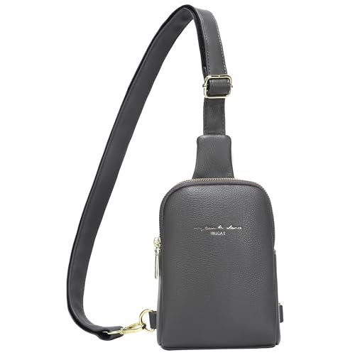 AOCINA INICAT Small Sling Bag Crossbody Vegan Leather Fanny Packs for Women Fashionable Chest Bag for Travel(0-Grey) | Amazon (US)