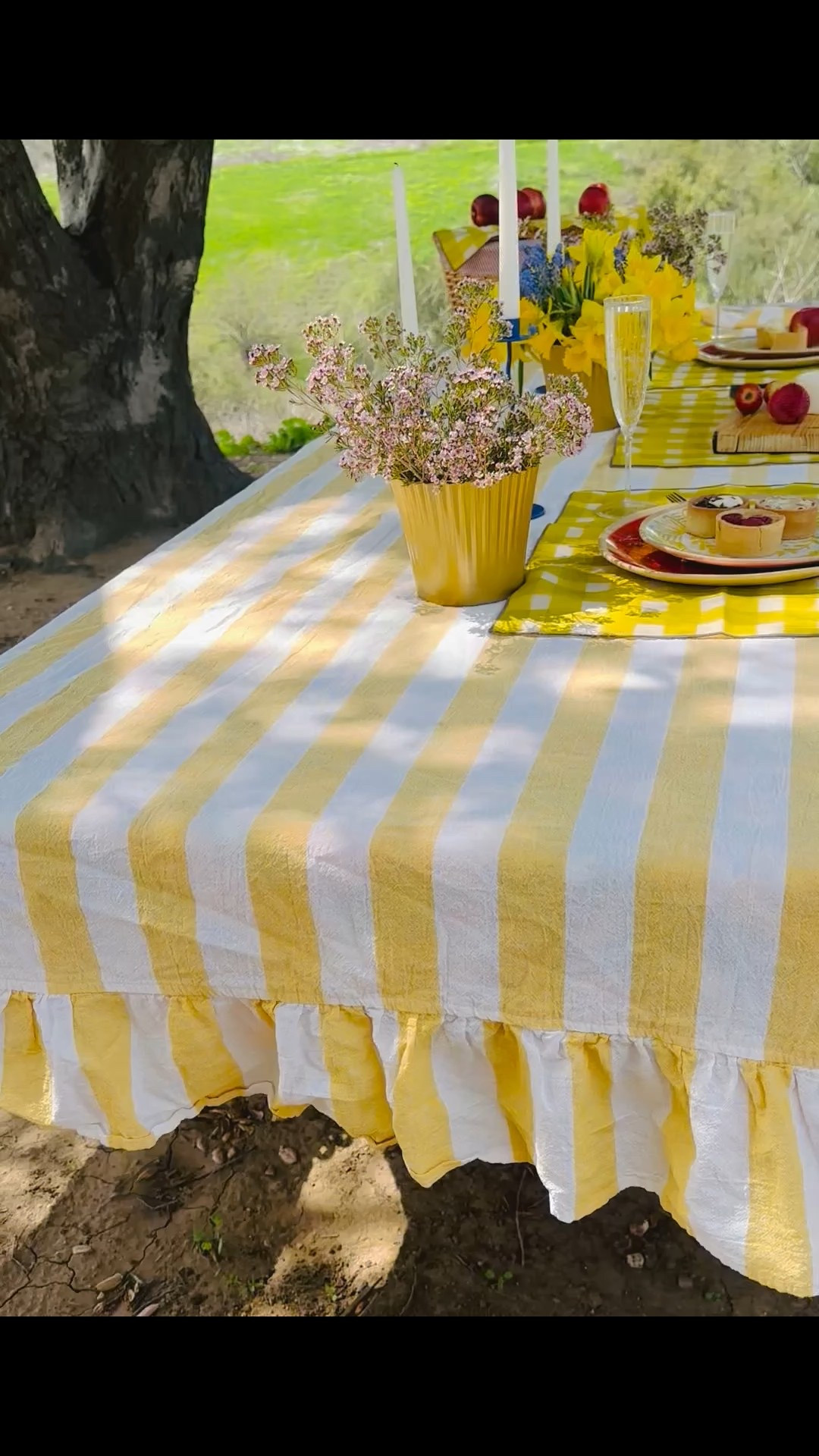 Thec happy color in spring—- #butteryellow is fresh, soft and inviting and perfect for an outdoor spring Tablescape. #tablelinens #tabletop

#LTKFestival #LTKGiftGuide #LTKHome