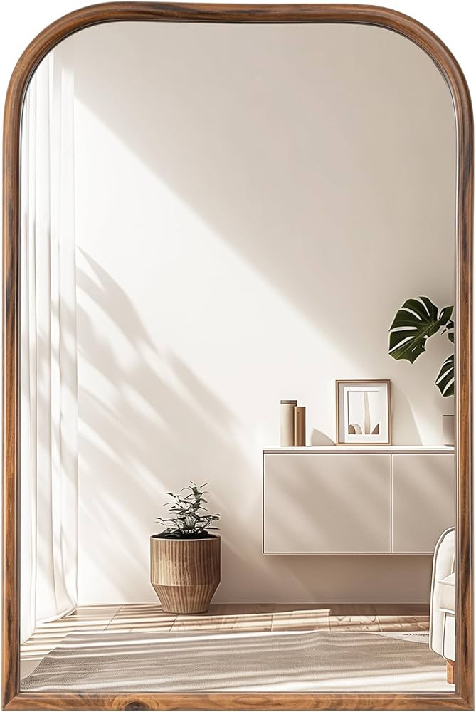 24"x36" Arch Wall Mirror Bathroom Mirror for Wall Mounted, Tempered Glass, Wood Grain Finish Fram... | Amazon (US)