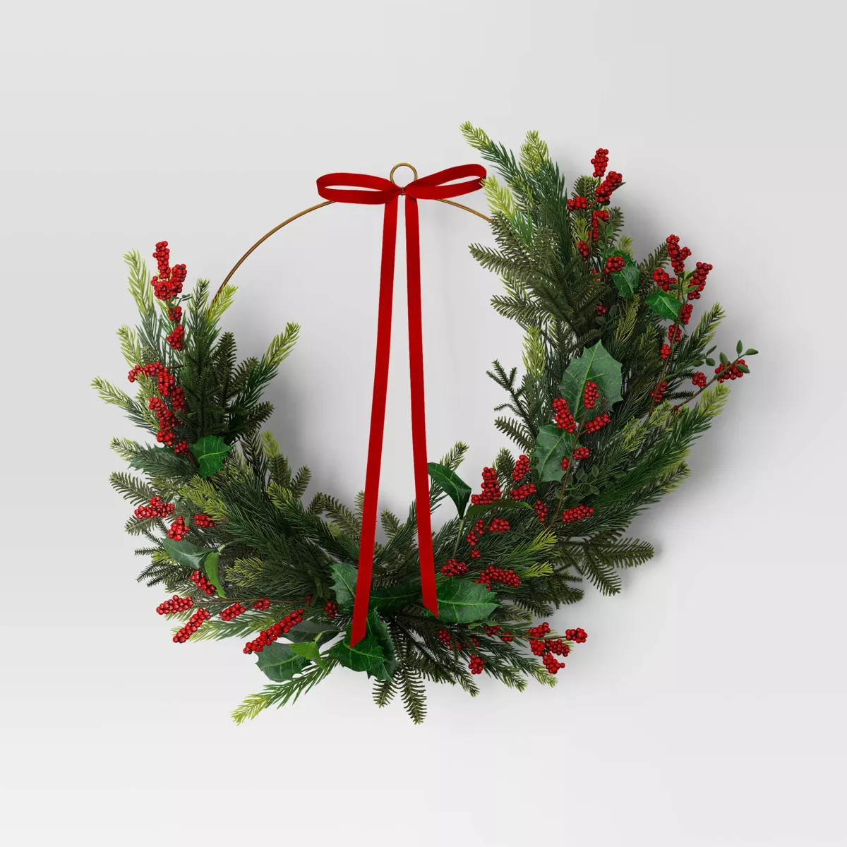 Christmas Asymmetrical Holiday Artificial Wreath - Threshold™ | Target