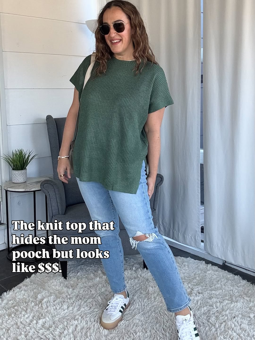 Size Medium on the top. Jeans are an old style.  

 #LTKSeasonal #LTKOver40 #LTKMidsize