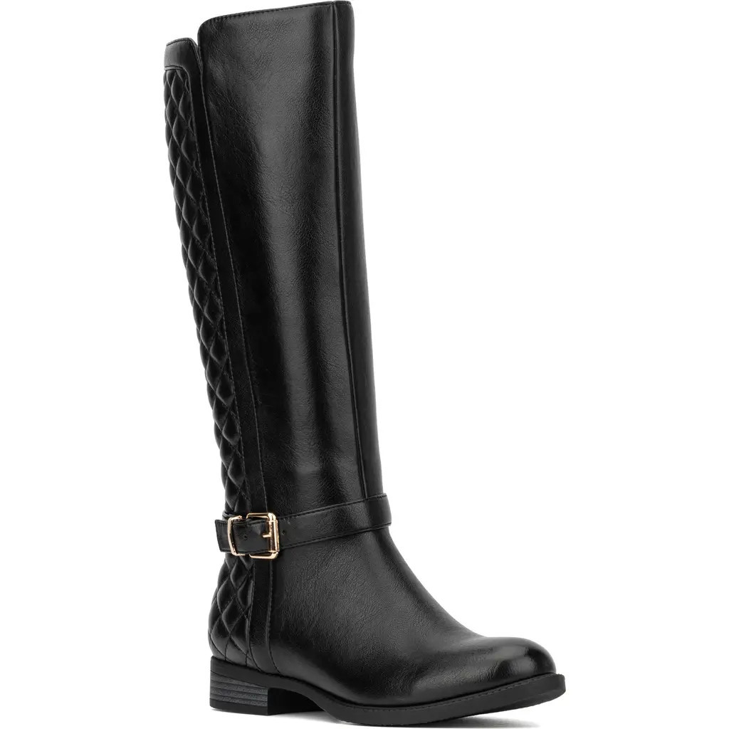 NEW YORK AND COMPANY Enola Quilted Riding Boot in Black at Nordstrom Rack, Size 11 | Nordstrom Rack