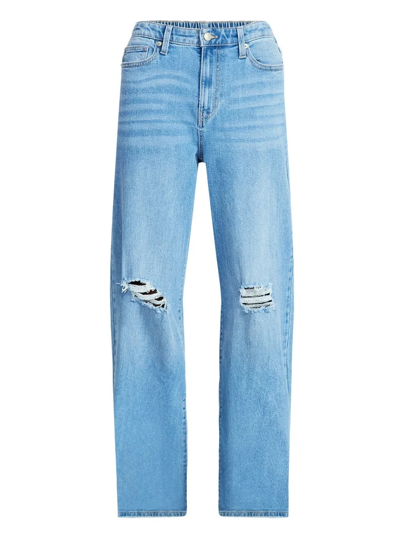 No Boundaries High Rise Baggy Wide Leg Jeans, 32'' Inseam, Women’s and Women's Plus XXS-4X | Walmart (US)