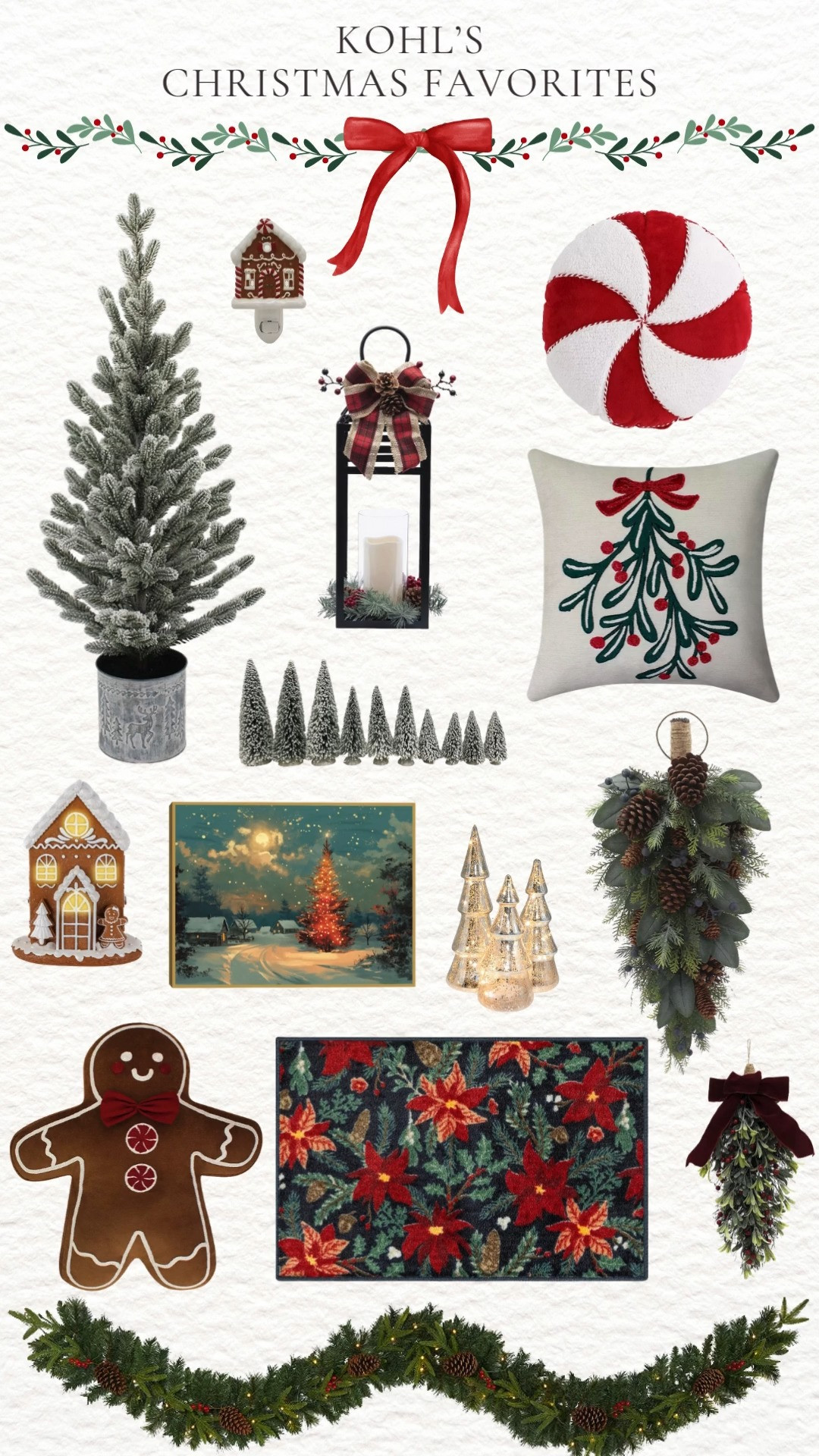 Holiday magic starts at home 🎄✨ These Christmas Decor Favorites From Kohl's bring the cozy, classic, and festive vibes we all love. From mini trees to statement wreaths, lush garland + garland that instantly dress up any space. Add glow with battery powered candles, lanterns, snow globes and charming accents that feel straight out of a holiday movie. Perfect finishing touches for a home that sparkles all season long ❤️🕯️🎀 

 #LTKHoliday #LTKHome #LTKFindsUnder50