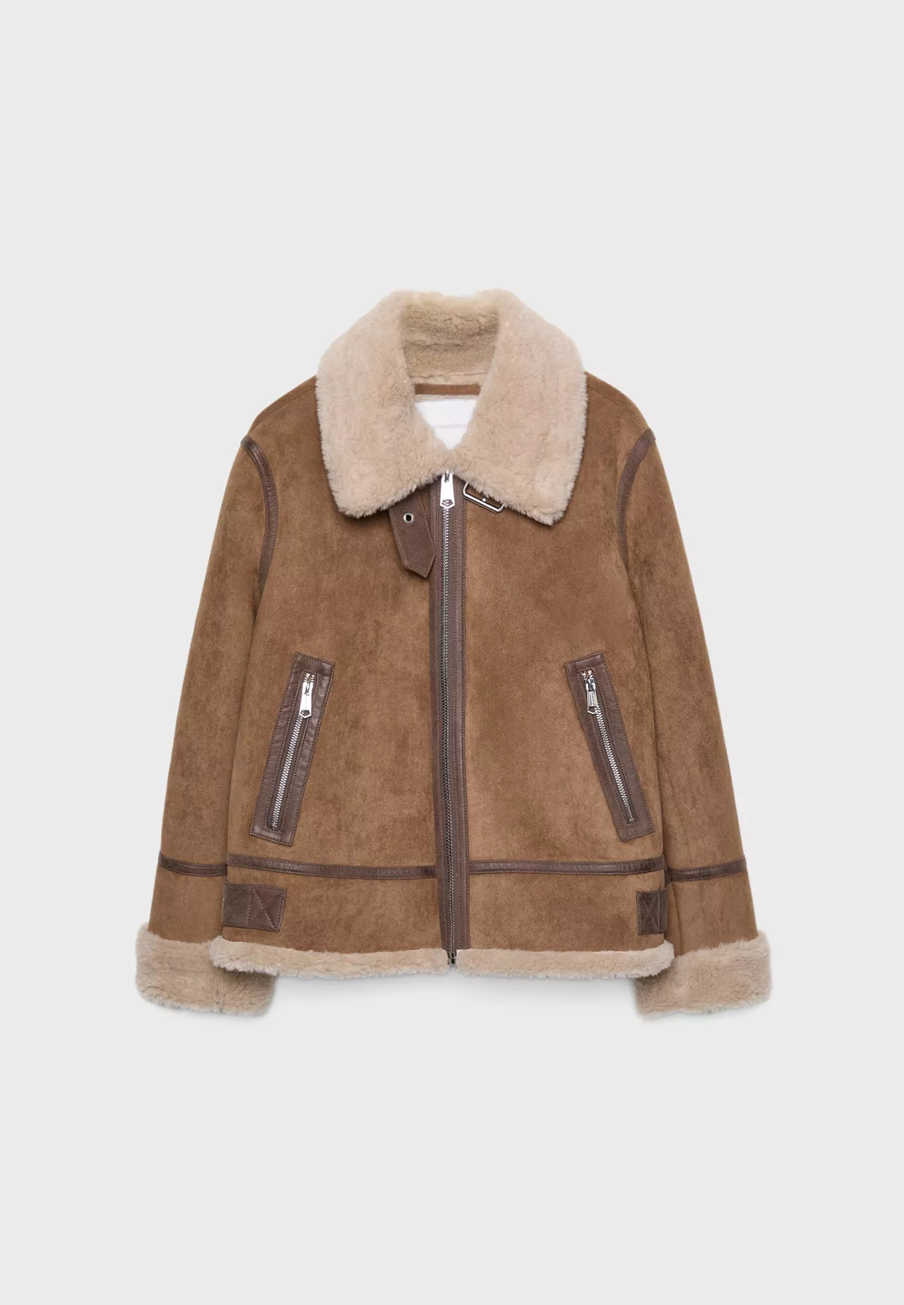 Regular-fit faux shearling lined jacket | Stradivarius (UK)