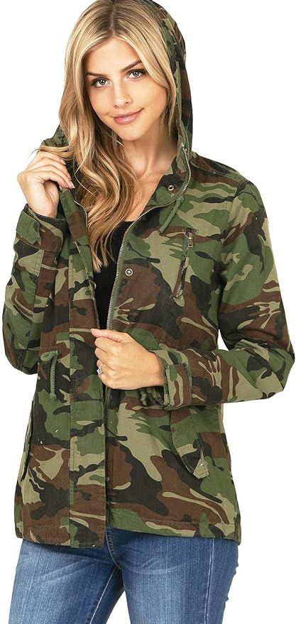 Ambiance Women's Juniors Camouflage Army Print Utility Cargo Jacket | Amazon (US)