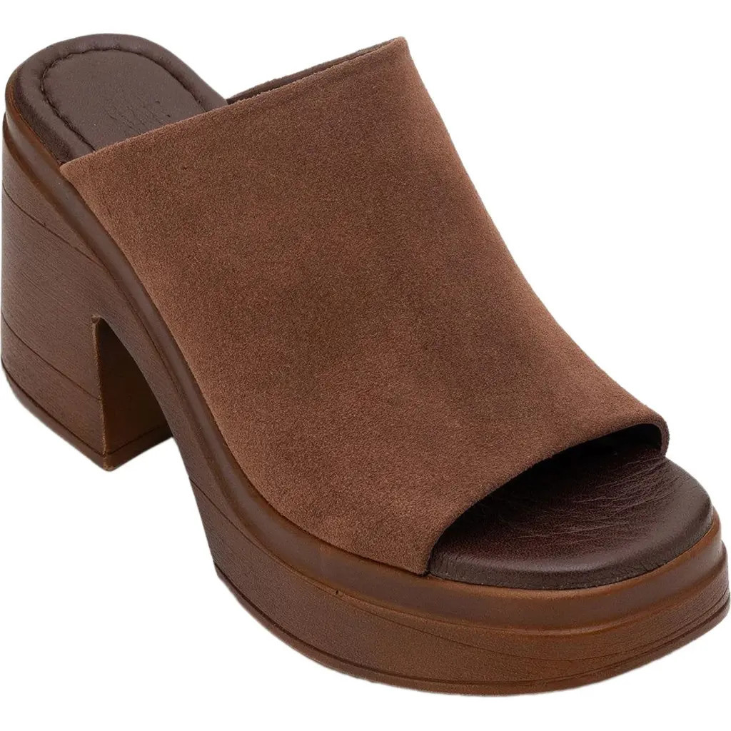 Forever & Always Shoes Nola Leather Platform Mules in Dark Brown Suede Leather at Nordstrom, Size 5.5 | Nordstrom