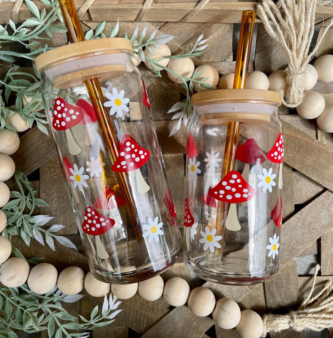 Mushroom Beer Can Glass  Daisy Coffee Glass  Best Friend - Etsy | Etsy (US)
