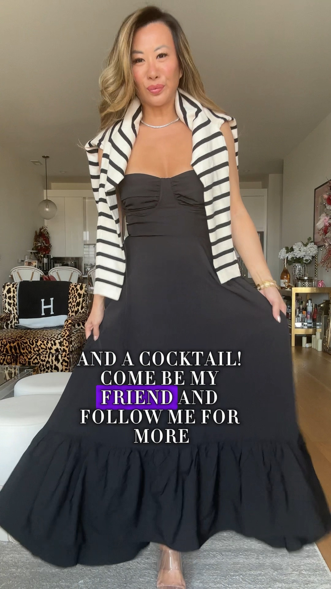 Amazon fashion, black flowy dress, stripe cardigan, elevated looks for less. Perfect spring summer outfit, wedding guest dress, travel dress. Size small 

#LTKStyleTip #LTKFindsUnder50 #LTKFindsUnder100