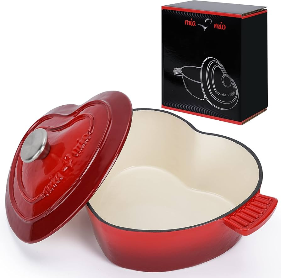 MIAMIO - Enameled Cast Iron Dutch Oven (3.2 Quart, 10 Inch) in Heart Shape Non Stick Pot/Gift for... | Amazon (US)