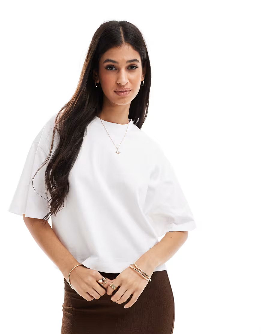 ASOS DESIGN boxy cropped t-shirt in white | ASOS (Global)