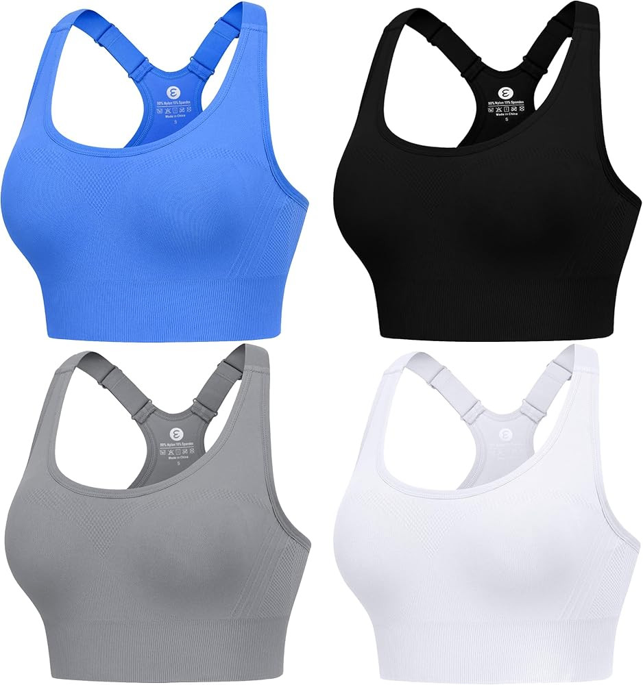 Evercute Adjustable Sports Bras for Women 3/4 Pack Racerback High Support Bras Padded Workout Bra... | Amazon (US)