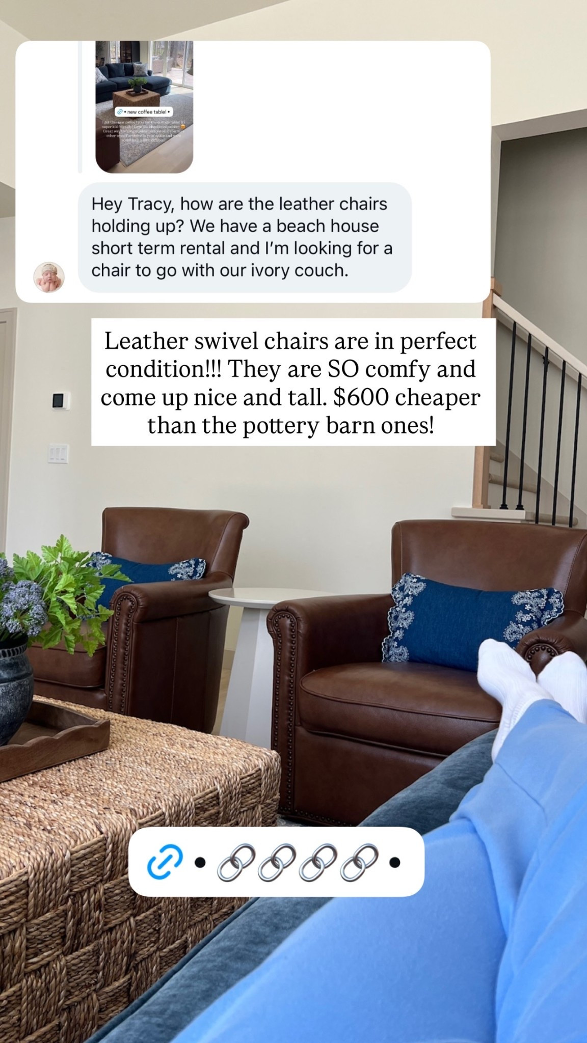 Leather swivel chairs are in perfect condition!!! They are SO comfy and come up nice and tall. $600 cheaper than the pottery barn ones!

Wayfair finds
Wayfair furniture 
Wayfair styling 
Wayfair chairs
Leather chairs
Living chairs

#LTKHome #LTKSeasonal