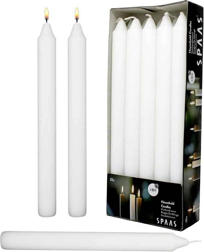 Rambue White Dinner Table Candle 9.5 inch Long Dripless Smokeless Burn 8 Hours in Your Candlestic... | Amazon (US)