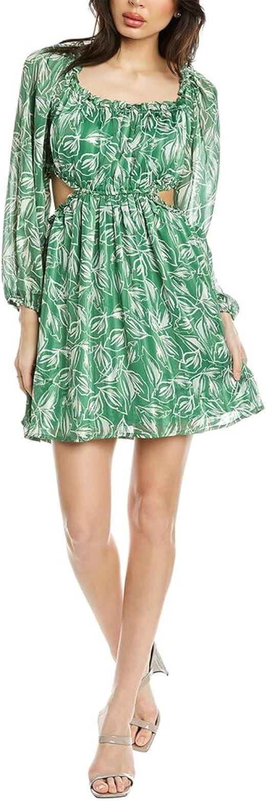 Ruffle Square Neck Side Cutout Mini Dress | Amazon (US)