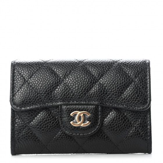 Caviar Quilted Flap Card Holder Wallet Black | Fashionphile