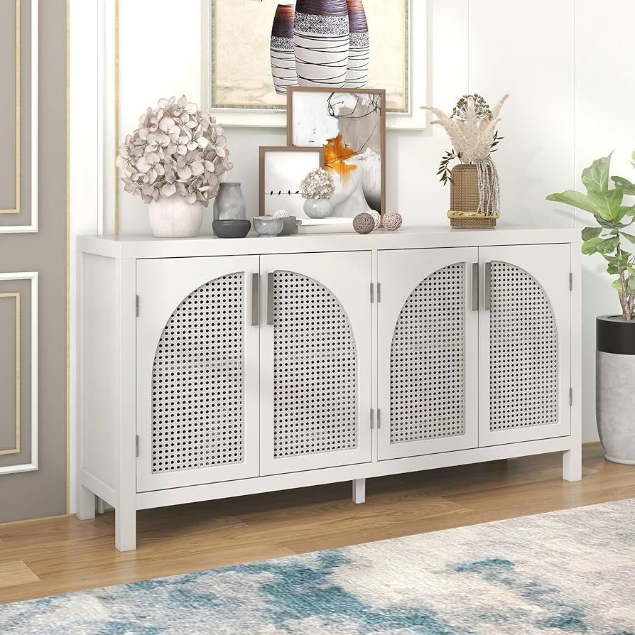 LZ LEISURE ZONE Storage Cabinet, Modern Sideboard Cabinet with Artificial Rattan Door, Accent Cab... | Amazon (US)