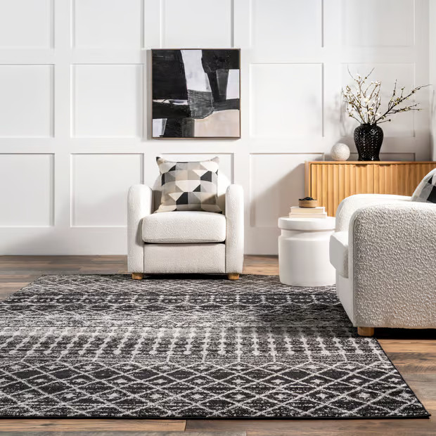Black Moroccan Trellis Area Rug | Rugs USA