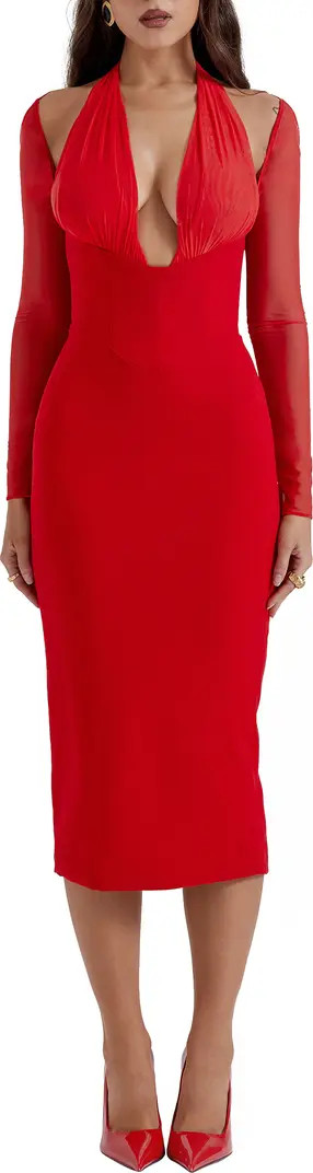 Yasmin Long Sleeve Body-Con Midi Cocktail Dress | Nordstrom