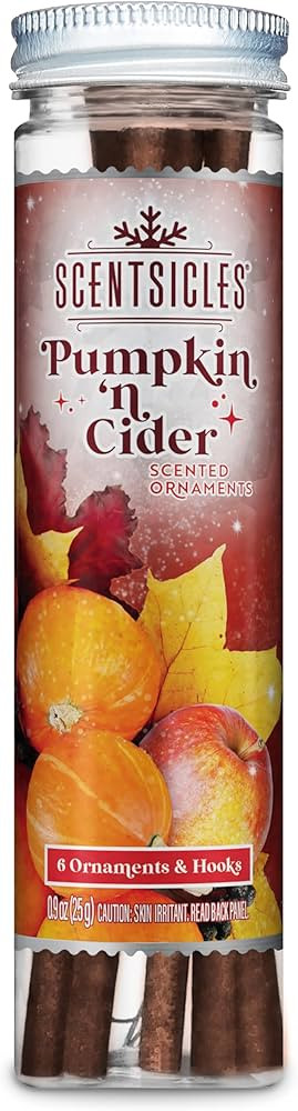Scentsicles Pumpkin n Cider Scented Christmas Ornaments with Hooks - 1 Bottle (6 Sticks Total) | Amazon (US)