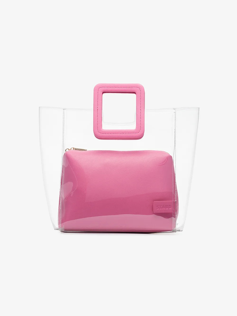 Staud pink Shirley leather PVC tote | Browns Fashion