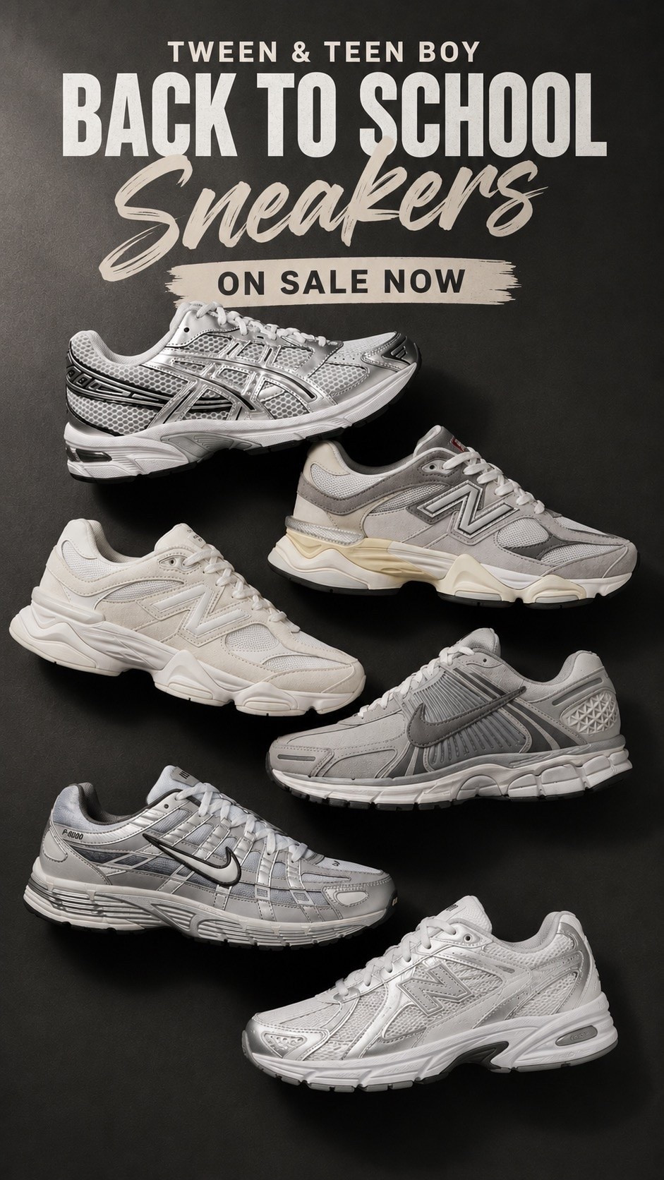 Tween & teen boy back to school sneakers on sale now! 👟 These are some of the most popular sneakers for middle school and high school boys this year. Loving all the neutral white, silver + gray styles that go with everything! Shop ASICS, New Balance & Nike sneakers perfect for back to school, everyday outfits and teen boy style.
New Balance 9060 | Nike Vomero 5 | Nike P-6000 | ASICS Gel 1130 | New Balance 740

#LTKBacktoSchool #BackToSchoolShoes #BackToSchoolSneakers #TeenBoyStyle #TweenBoyStyle #MiddleSchoolBoy #HighSchoolBoy #BoysSneakers #TeenBoySneakers #ASICS #NewBalance #NikeSneakers #ASICS1130 #NewBalance9060 #NewBalance530 #NikeVomero #SilverSneakers #TrendingSneakers #ViralSneakers

#LTKKids #LTKSaleAlert #LTKSaleAlert #LTKMens #LTKKids