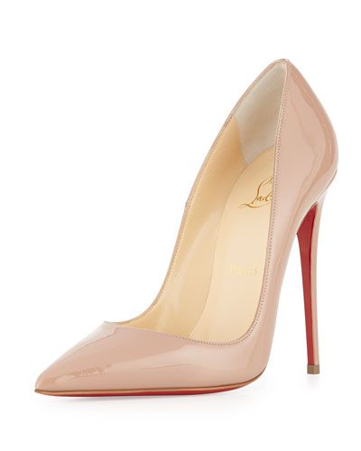 So Kate Patent 120mm Red Sole Pump, Nude | Neiman Marcus