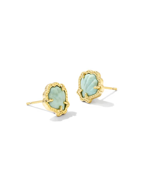 Brynne Gold Shell Stud Earrings in Sea Green Chrysocolla | Kendra Scott
