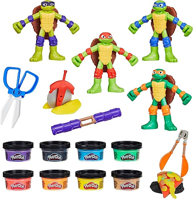 Play-Doh Teenage Mutant Ninja Turtles Cowabunga Creations Bendy 4 Inch Action Figures Set, Kids A... | Amazon (US)