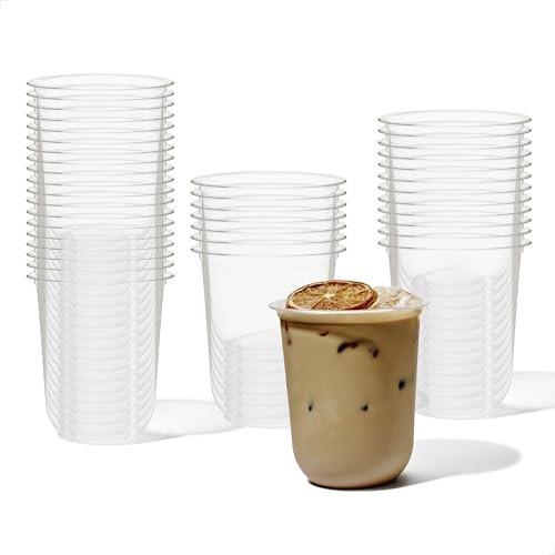 TOSSWARE NATURAL 16oz Arc - Plant Based 98mm Clear Cold Cups - Plastic Alternative for Parties, Bachelorettes, Weddings - Recyclable - Set of 100 | Amazon (US)