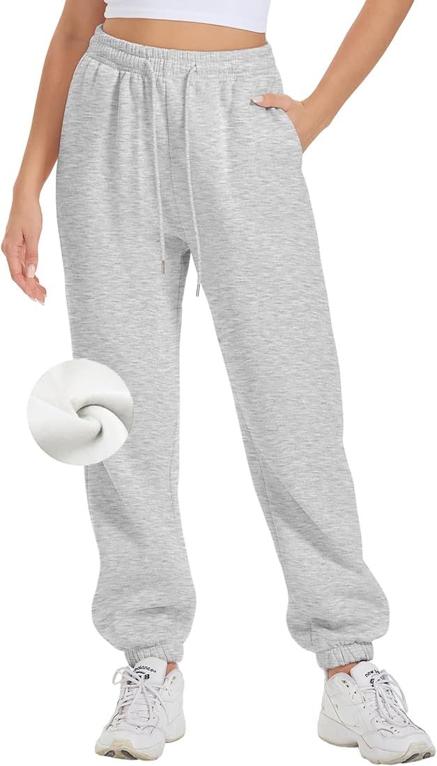 ATHMILE Sweatpants Women Joggers with Pockets Fleece Lined Lounge Yoga Pants | Amazon (US)