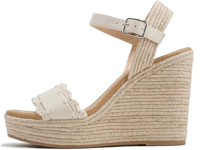Soda “Virtual” ~ Women Square Toe Woven Single Band Espadrille Wedge Sandal with Adjustable A... | Amazon (US)
