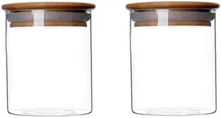 2 Piece Clear Glass Canister Food Storage Jar With Airtight Wood Lids Air Tight Storage Container... | Amazon (US)