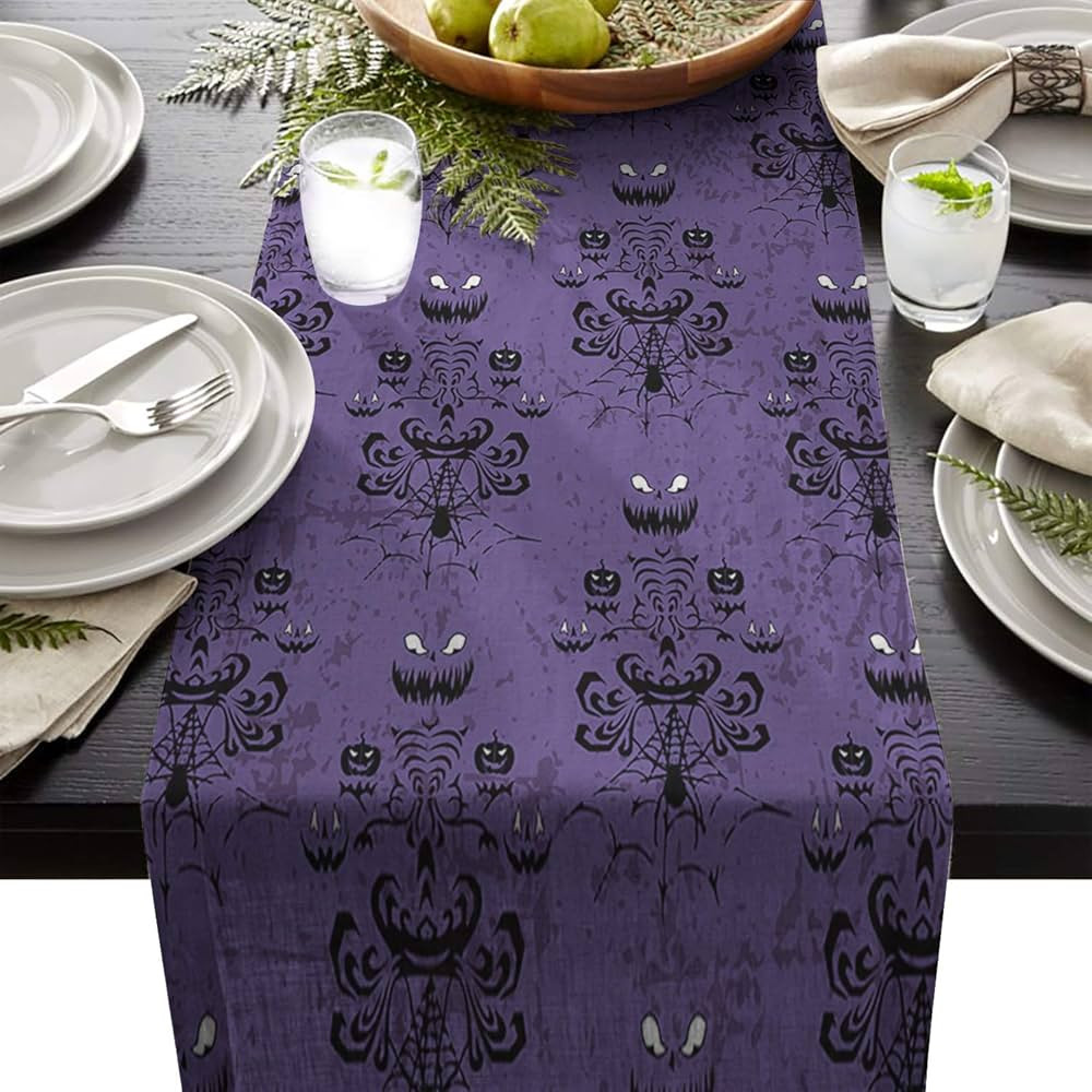 Halloween Table Runner Party Supplies Fabric Decorations for Wedding Birthday Baby Shower 13x90in... | Amazon (US)