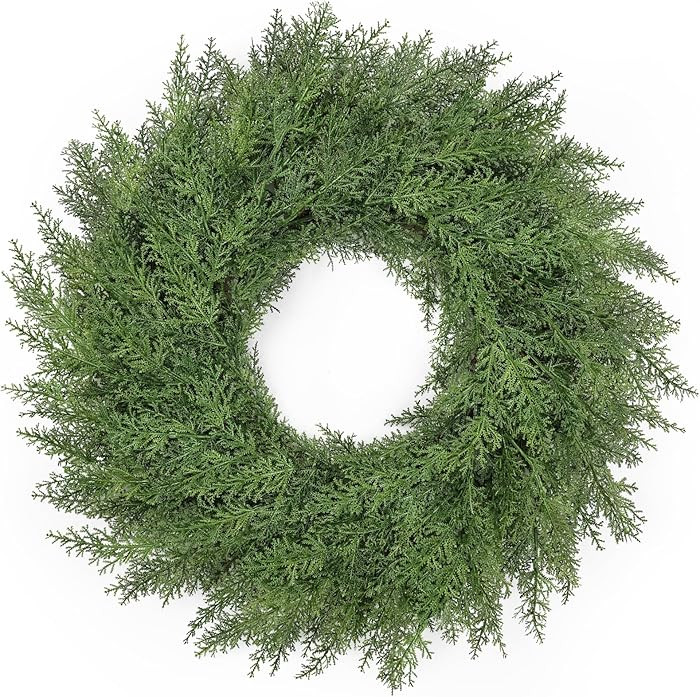 26 inch Lush Artificial Christmas Wreaths for Front Door Christmas Decorations Real Touch Faux Ce... | Amazon (US)