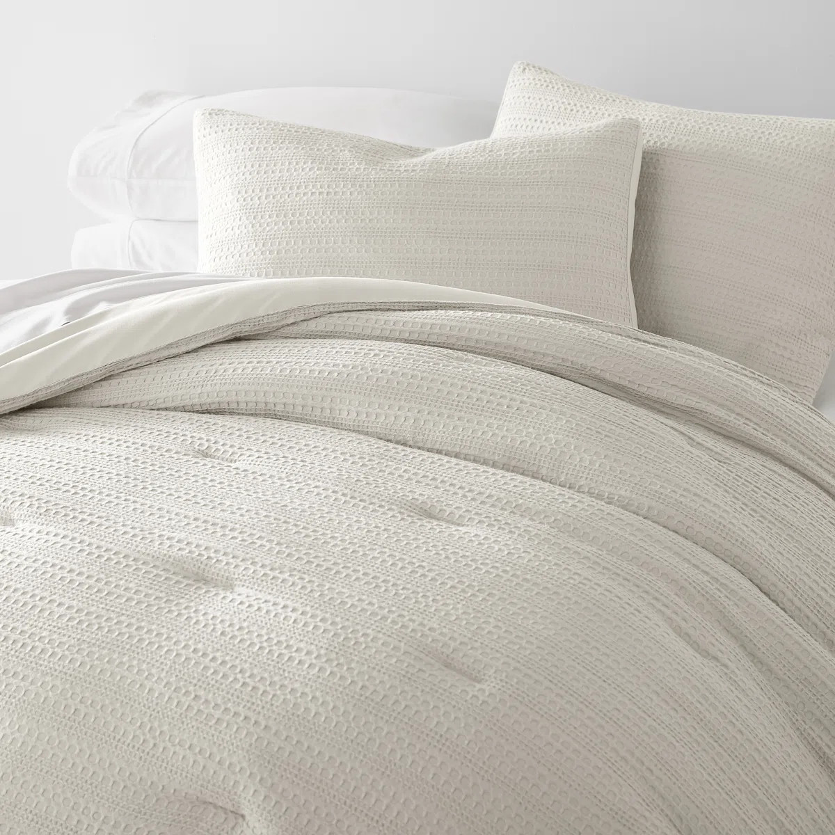 Waffle Textured 3-PC Comforter Set All Season Down-Alternative Ultra Soft Bedding | Wayfair North America