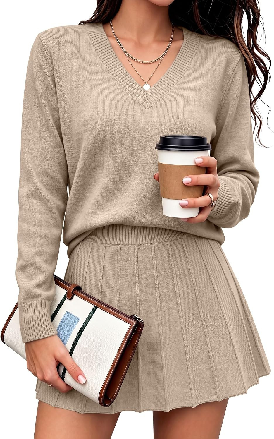 ANRABESS Skirt Sets for Women Fall 2 piece Outfits | Amazon (US)