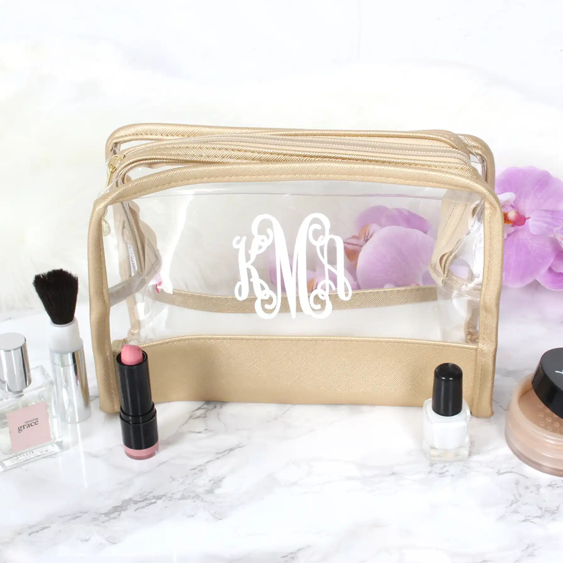 Monogrammed Clear Cosmetic Bag | Marleylilly