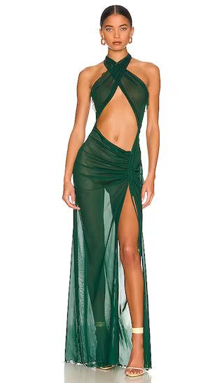 Mesh Wrap Gown in Green | Emerald Green Dress | Sage Green Dress | Spring Outfits 2023 | Revolve Clothing (Global)