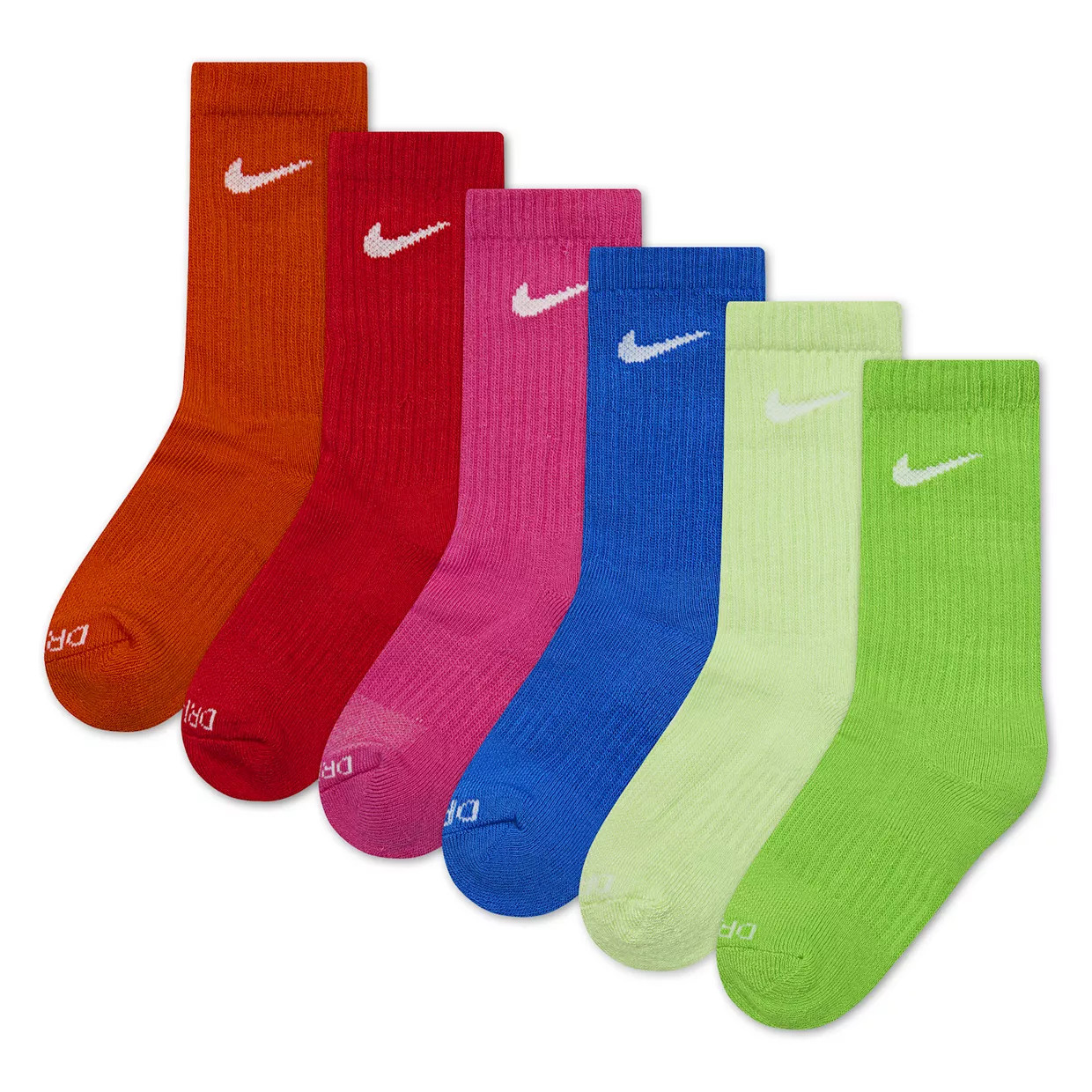 Kids Nike 6-Pack Dri-FIT Performance Crew Socks | Kohl's