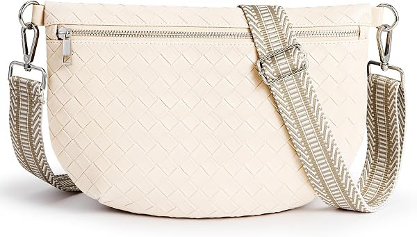 KALIDI Faux Woven Crossbody Bags for Women Vegan Leather Bum Bag Fanny Pack | Amazon (US)