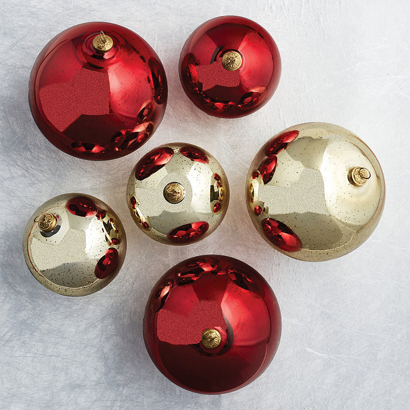 Set of 6 Oversized Mercury Glass Ornaments - Gold, 6 in. (Set of 6) in Gold - Frontgate | Frontgate