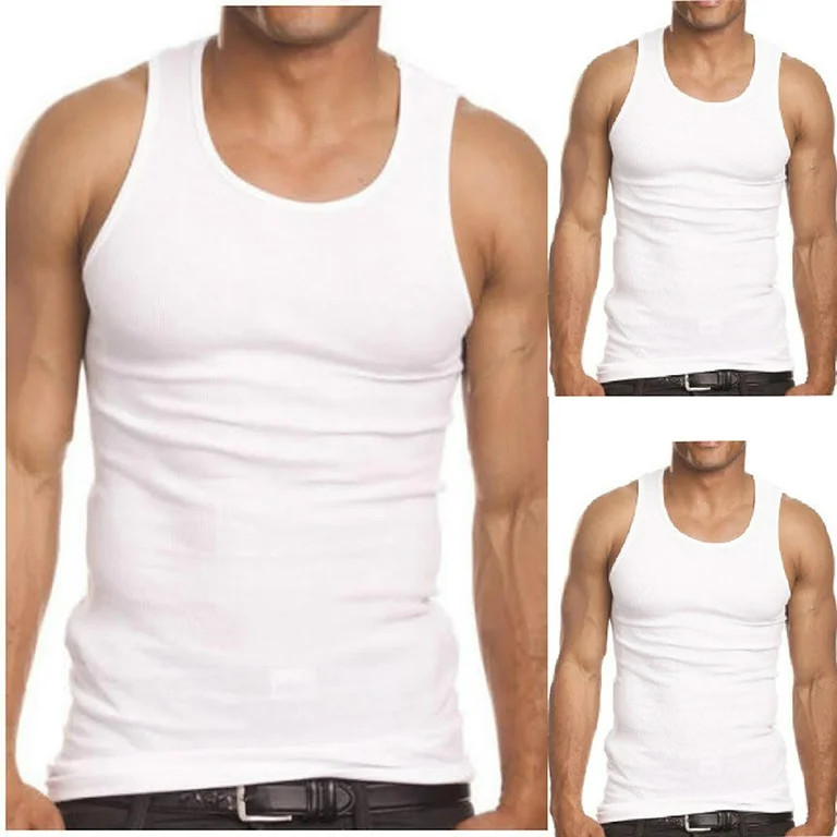 3-Pack Men's A-Shirt Tank Top Gym Workout Undershirt Athletic Shirt (Slim & Muscle Fit ONLY) Whit... | Walmart (US)