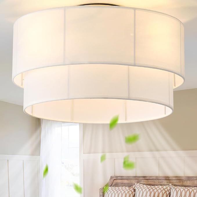 Ceiling Fan with Lights Low Profile, 20" Flush Mount Boho Ceiling Fan with Light Remote Control, ... | Amazon (US)