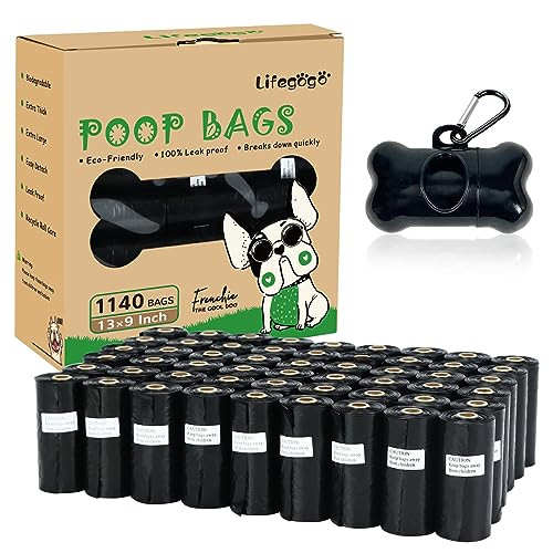 Dog Poop Bag 1140 Counts 57 Rolls, Unscented Doggy Poop Bags, Leak-Proof Dog Bags for Poop, Dog Waste Bags with Dispenser (13 x 9 Inches) | Amazon (US)