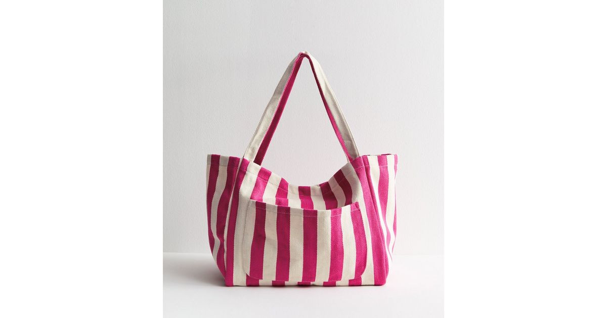 Pink Striped Slouchy Tote Bag | New Look | New Look (UK)