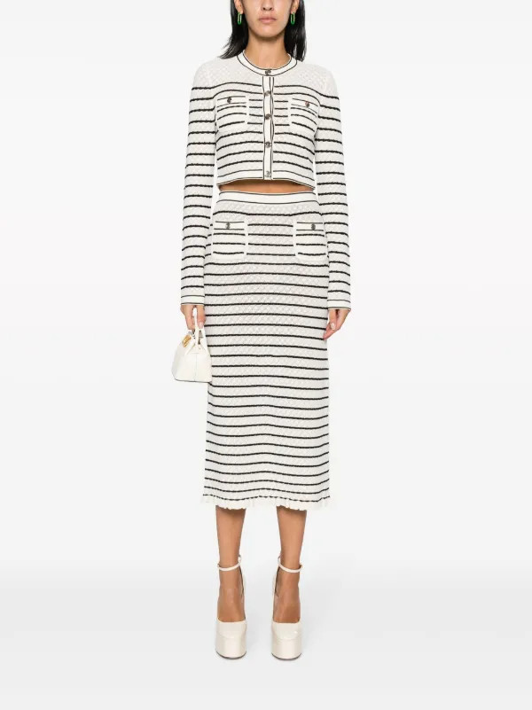 SANDRO striped-pattern Cropped Cardigan - Farfetch | Farfetch Global