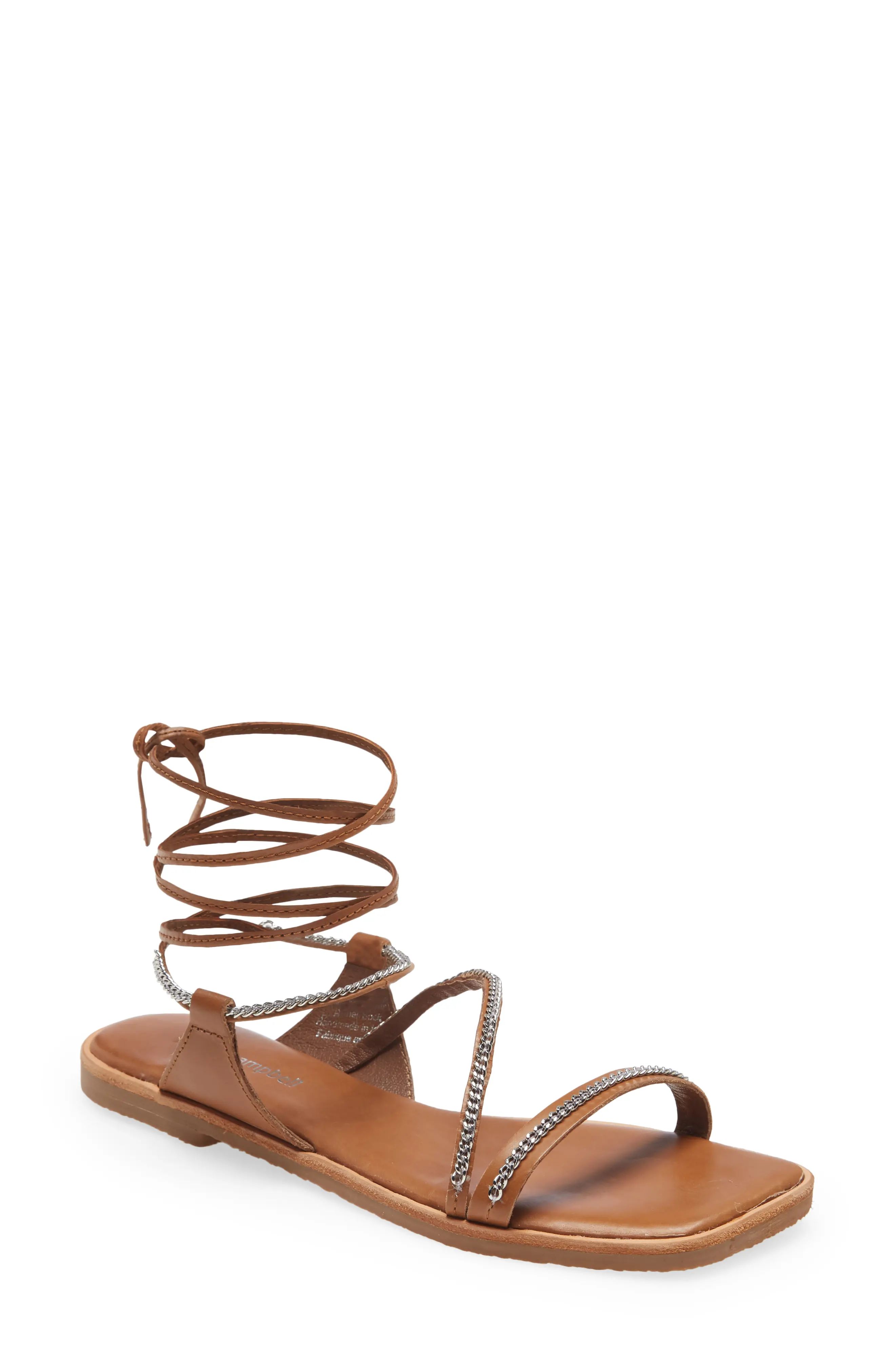 Jeffrey Campbell Moriah Lace-Up Sandal, Size 10 in Tan Leather at Nordstrom | Nordstrom