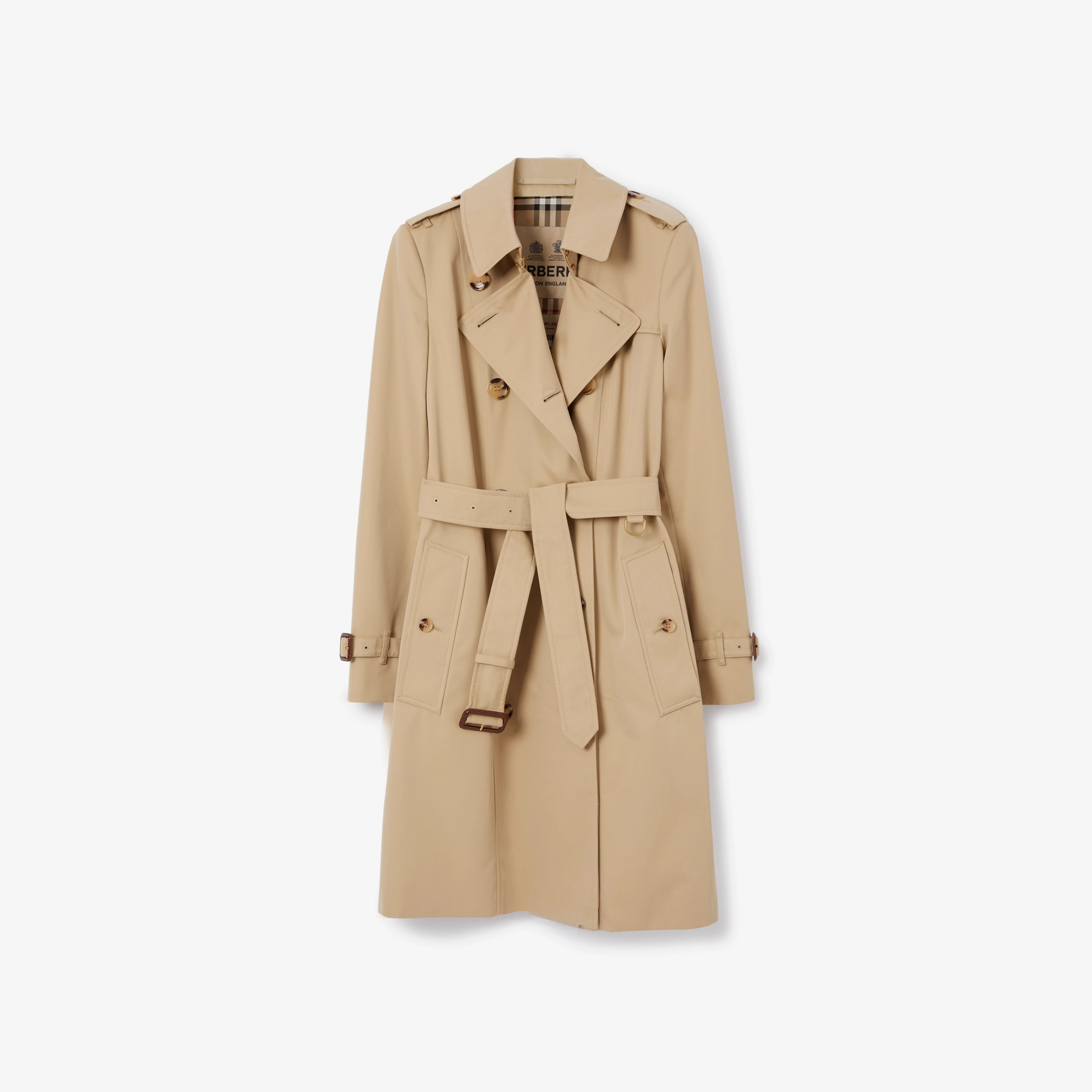 Mid-length Chelsea Heritage Trench Coat in Honey - Women, Cotton Gabardine | Burberry® Official | Burberry (US)
