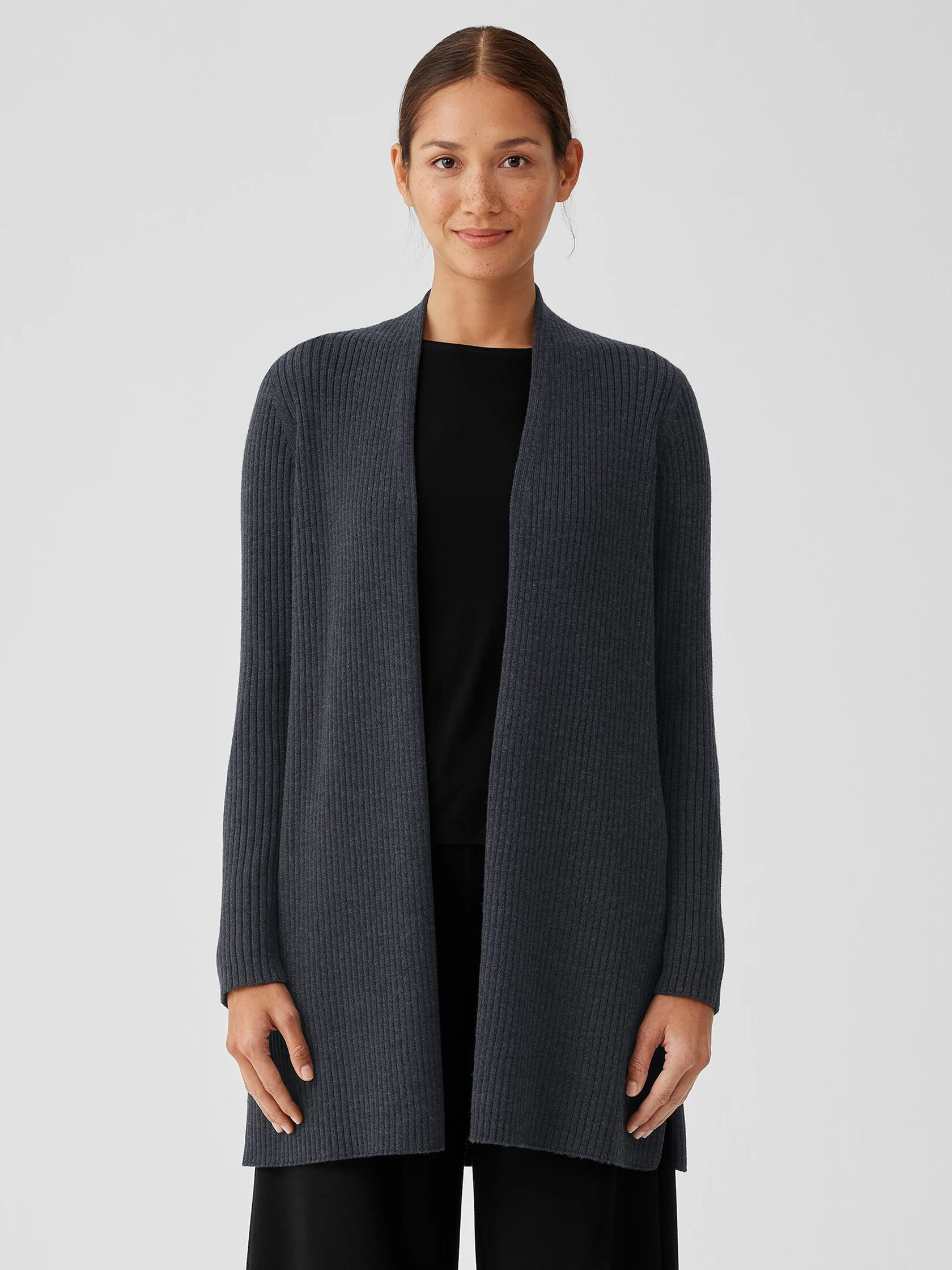 Merino High Collar Cardigan in Regenerative Wool | Eileen Fisher